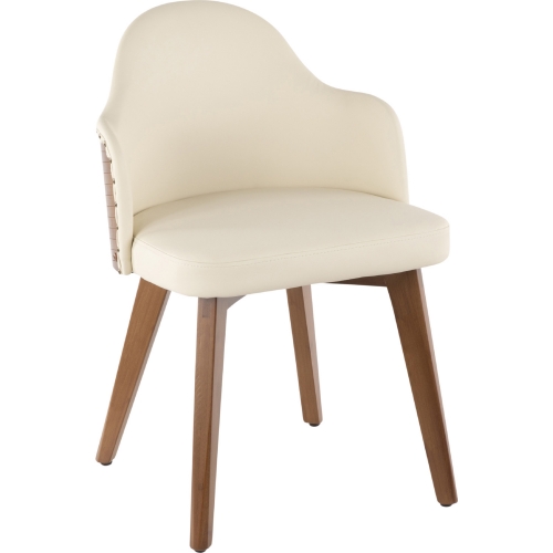 Ahoy Dining Chair in Cream Leatherette & Walnut Finish